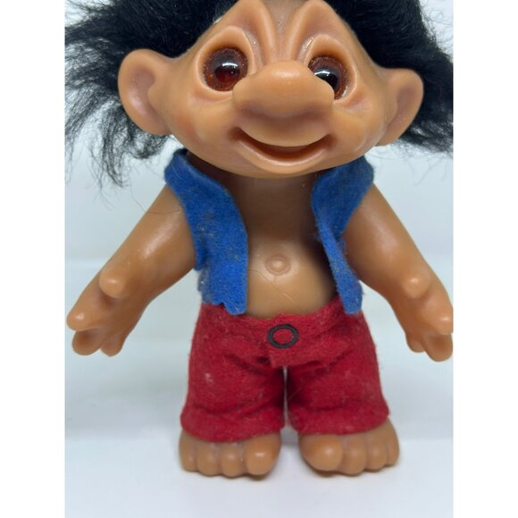 VTG Troll Thomas Dam Boy Doll 1977 6-1/2" Denmark Black Mohair Round Ears - Picture 3 of 7
